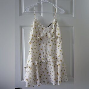 Spring Ruffle White dress with Flowers